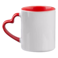 Mok met rood hartjes oor met je eigen foto en/of tekst