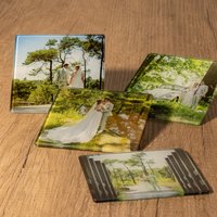 Onderzetter Vierkant Glas Glanzend per 4 stuks met je eigen foto en/of tekst