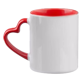 Mok met rood hartjes oor met je eigen foto en/of tekst