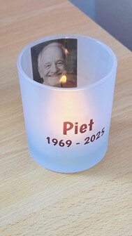 waxinelichthouder van mat glas (Zelf personaliseren)