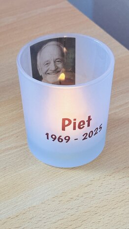 waxinelichthouder van mat glas (Zelf personaliseren)