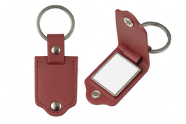 Metalen sleutelhanger kunstleer bordeaux